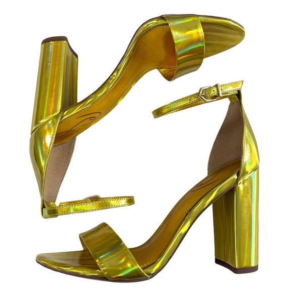 NWOT Sam Edelman Yaro Mimosa Gold Block Heel Ankle Strap Sandals Size 7.5M - Picture 6 of 16